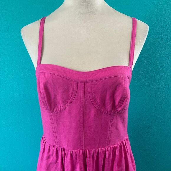 Jonathan Simkhai Kitzia Linen Cover Ups Bustier Midi Dress Tiered Size M - Picture 3 of 8